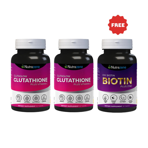 Buy 2 Glutaglow, Get 1 EXY Biotin Free – Nutrazene Skin Glow Offer