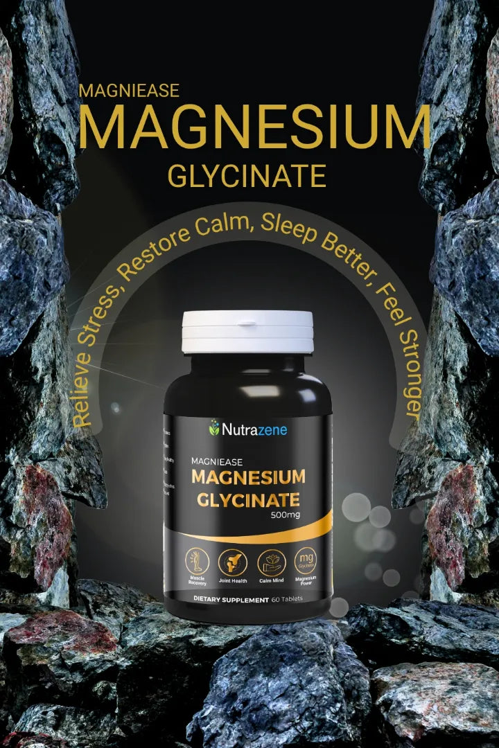 Nutrazene MagniEase Magnesium Glycinate Tablets for Muscle Relaxation and Better Sleep