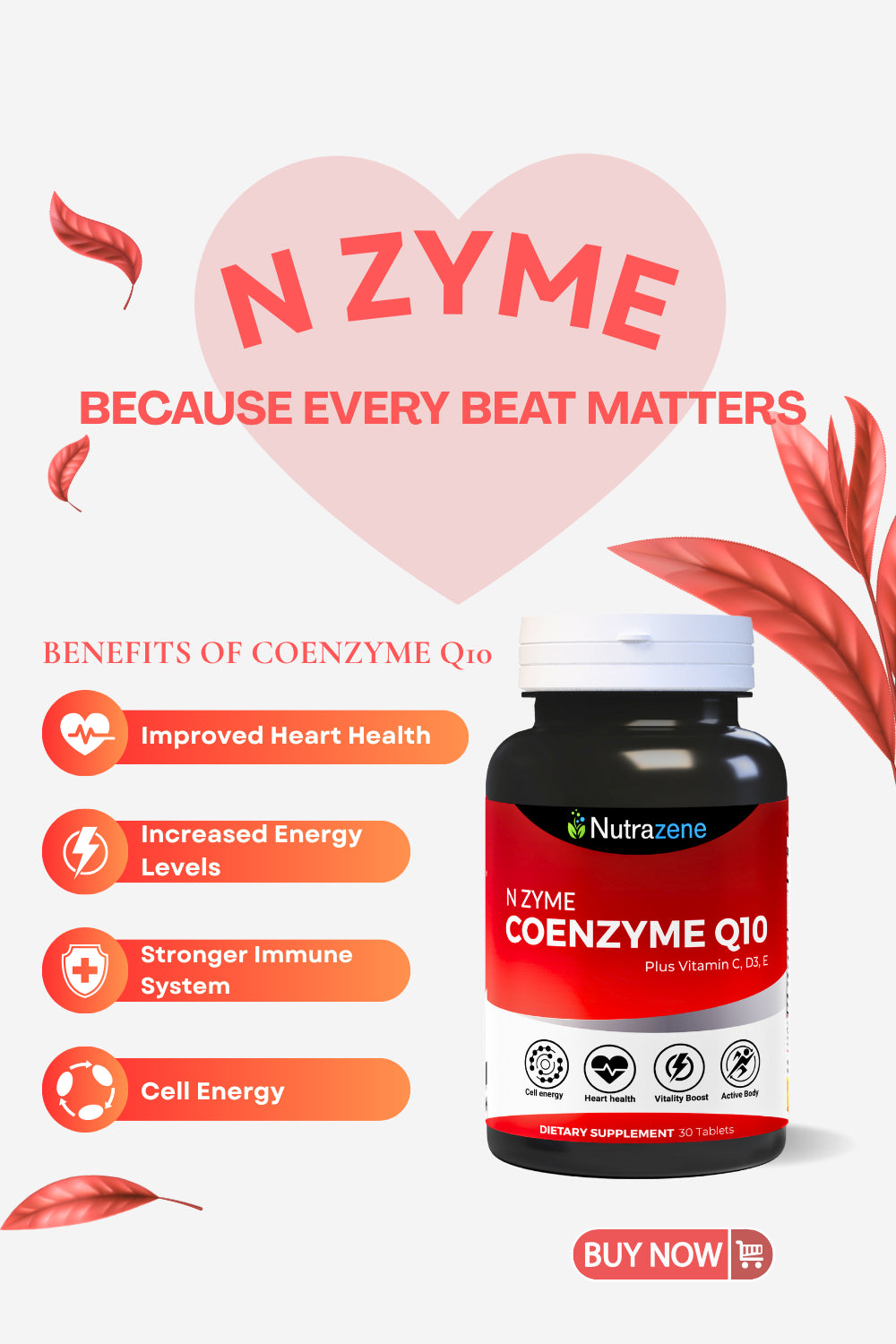 Nutrazene N ZYME digestion enzyme supplement for bloating relief and gut health improvement